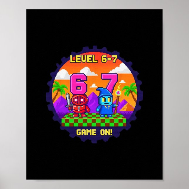 Poster Nível 6 7 Jogos Pixel Art Seis Sete Jogadores  (Frente)