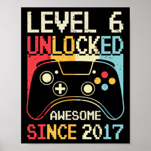 Poster Nível 6 Desbloqueado 6 de jogos de vídeo Aniversár