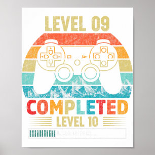 Poster Nível 9 Concluído Nível 10 Carregando Aniversário 