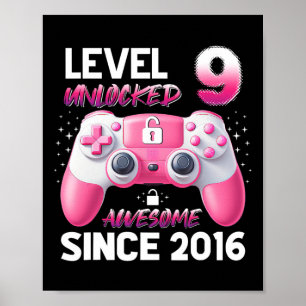 Poster Nível 9 Desbloqueado Incrível Desde 2016 Videojoga