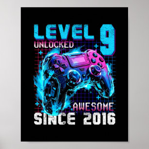 Poster Nível 9 Desbloqueado Incrível Desde o Aniversário