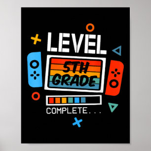 Poster Nível de 5 concluído no último dia de vídeo escola