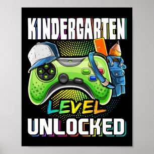 Poster Nível de Jardim de Infância Desbloqueado Jogo de V