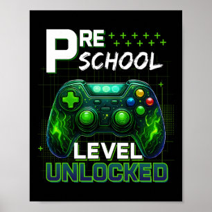 Poster Nível de Pré-escola Desbloqueado Pré-k Gamer Menin