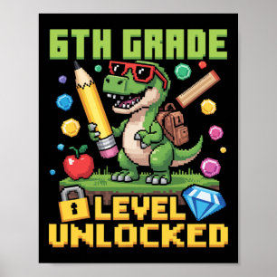 Poster Nível Desbloqueado 6º Ano Dinossauro Ck Para Escol