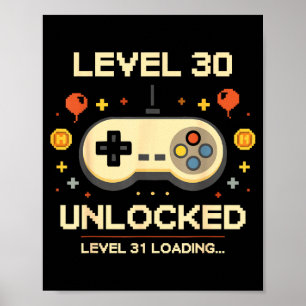 Poster Nível engraçado desbloqueado por jogador de 30 ano