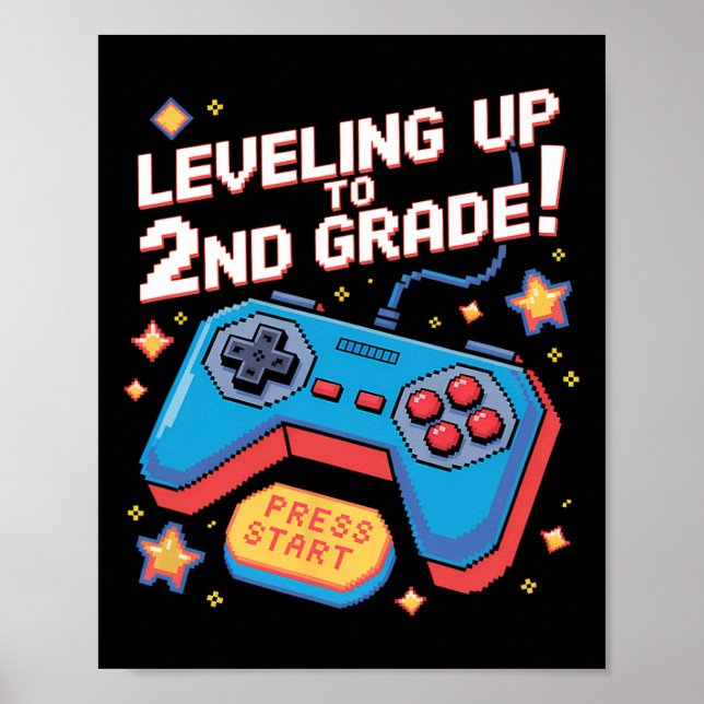 Poster Nivelando Até Pix Pixelado De 8 Bits De Jogador De (Frente)