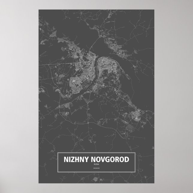 Poster Nizhny Novgorod, Rússia (branco a preto) (Frente)