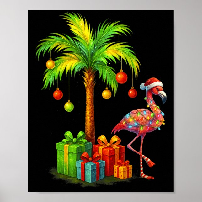 Poster Nk Flamingo Christmas Palm Tree Trocal Xmas  (Frente)