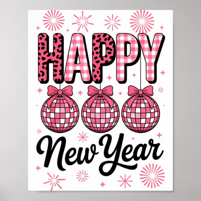 Poster Nk Happy New Year Disco Ball Leopard For Women Gir (Frente)