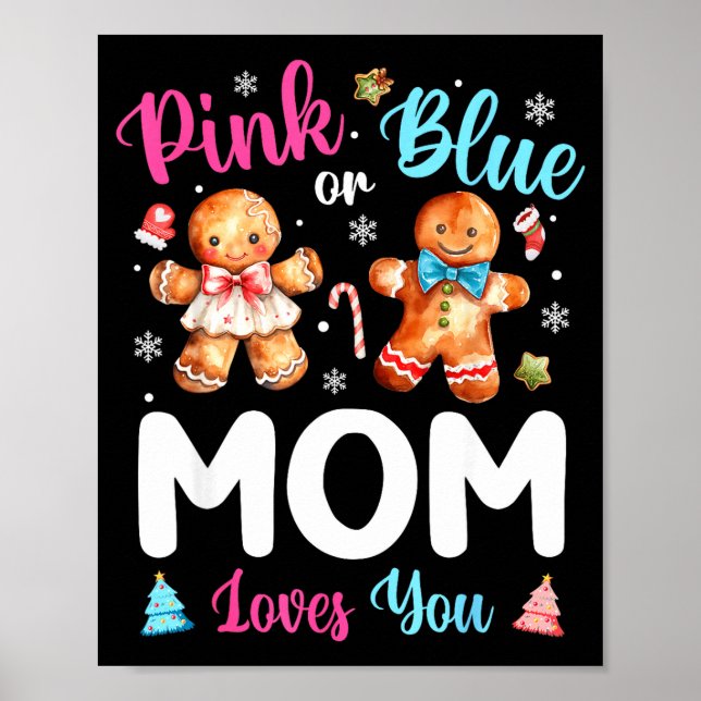 Poster Nk Or Blue Mom Loves You Gender Reveal Christmas  (Frente)