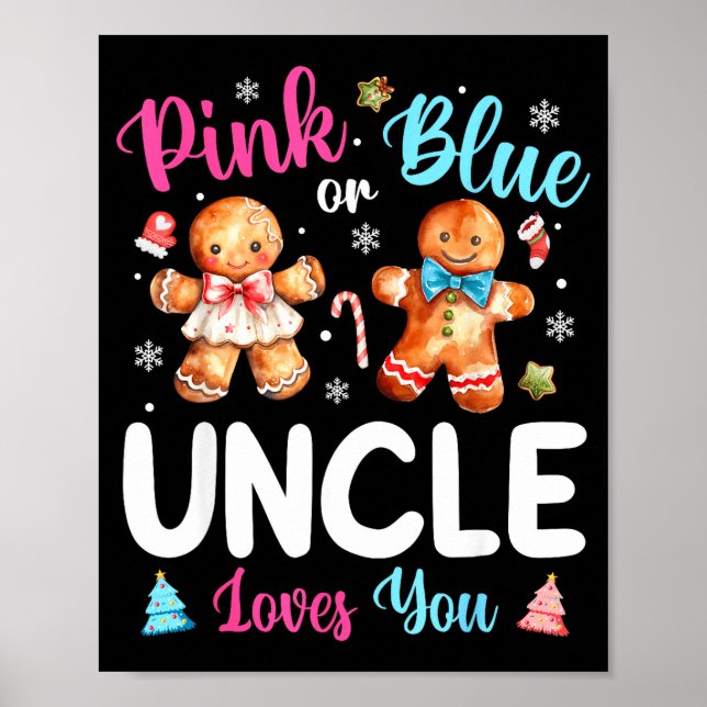 Poster Nk Or Blue Uncle Loves You Gender Reveal Christmas (Frente)