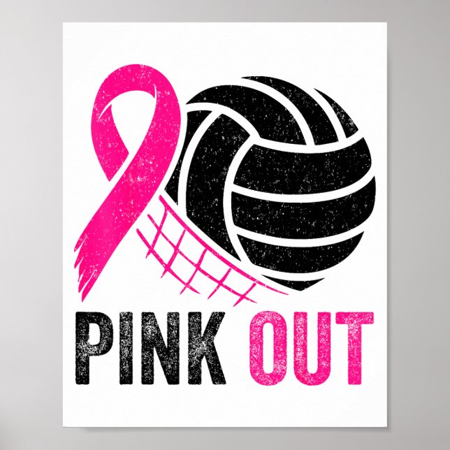 Poster Nk Out Volleyball Breast Cancer Awareness Nk Ribbo (Frente)