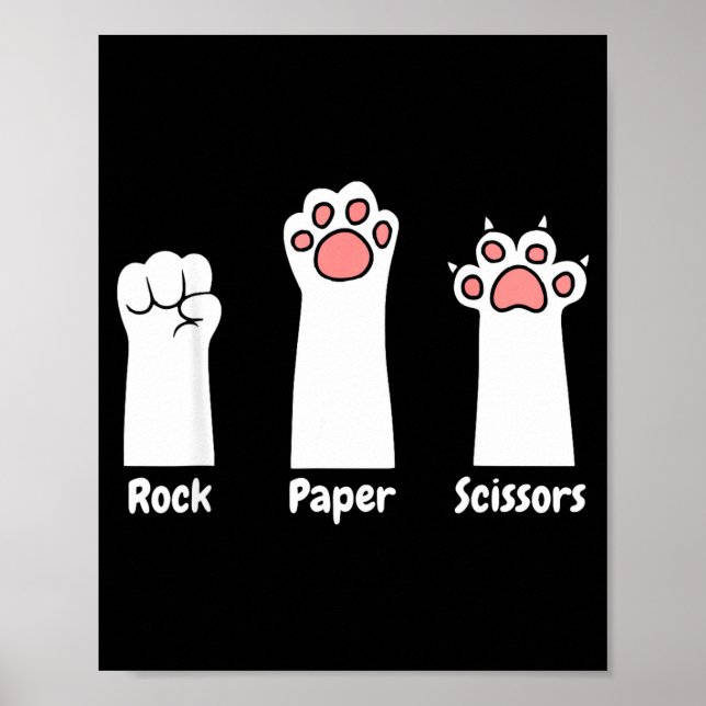 Poster Nk Paw Prints Pet Lover Rock Paper Scissors Hand G (Frente)