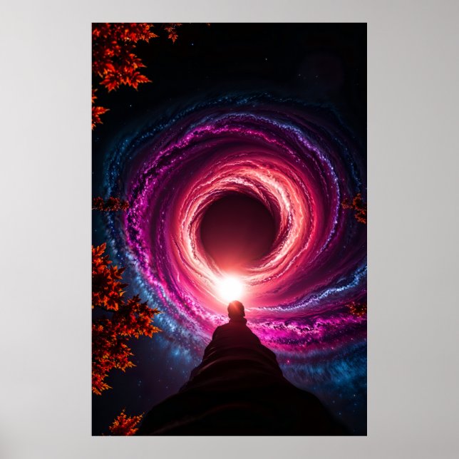 Poster "No Abismo — Galáxia do Buraco Negro Neon" Premium (Frente)