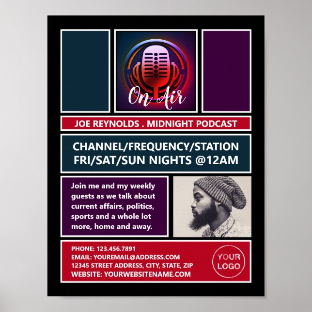 Poster No Air Podcaster, Publicidade Retro Podcast (Frente)