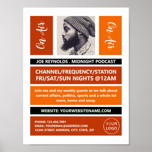 Poster No Ar - Podcaster Photo - Retro Podcast (Frente)