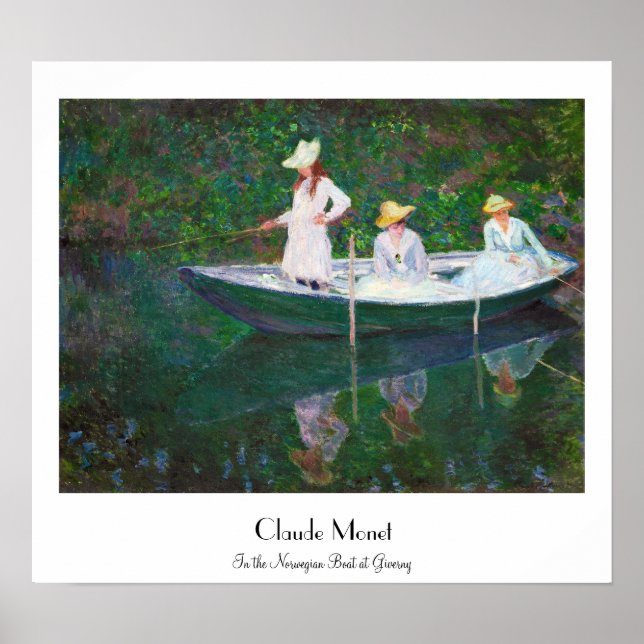 Poster No barco norueguês em Giverny Claude Monet (Frente)