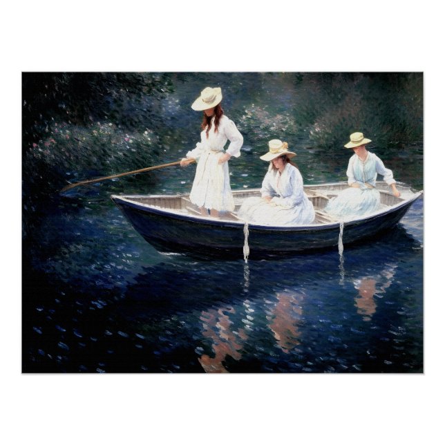 Póster No barco Norvégienne em Giverny (Frente)