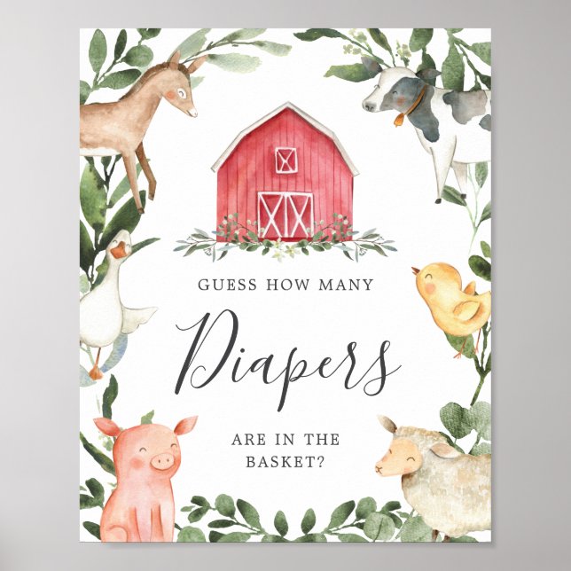 Poster No Chá de fraldas Fazenda, Adivinha Quantas Fralda (Frente)