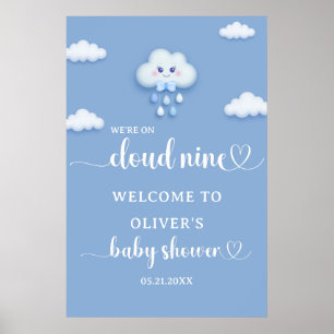Poster No Cloud Nine Modern Boy Chá de fraldas Bem-vindo
