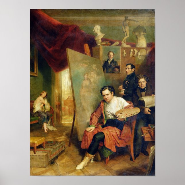 Póster No estúdio do pintor, 1832 (Frente)
