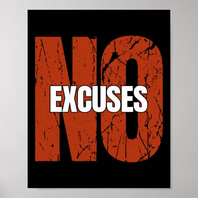 Poster No Excuses Inspirational Saying Motivational Gym W (Frente)