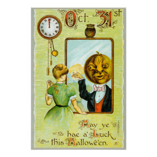 Póster No início dos anos 1900, saudações Vintage Hallowe