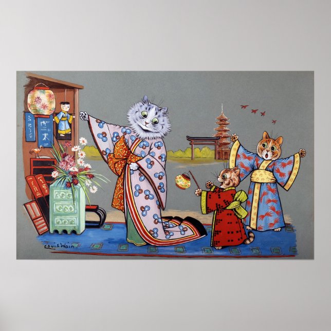 Poster No Japão justo, Louis Wain (Frente)