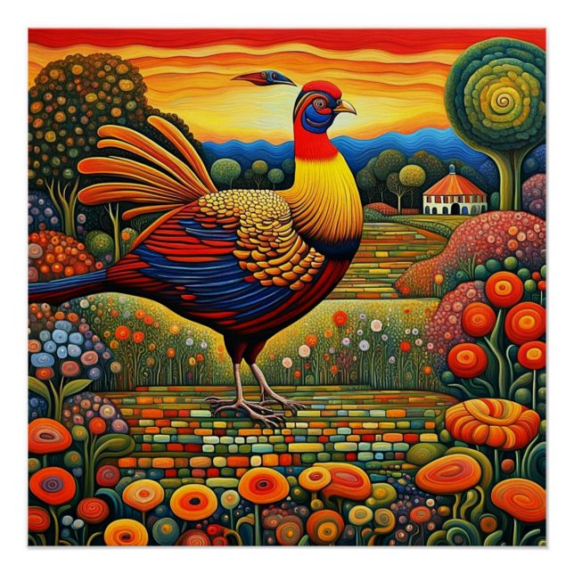 Póster No jardim com o Ouro faisão (Frente)