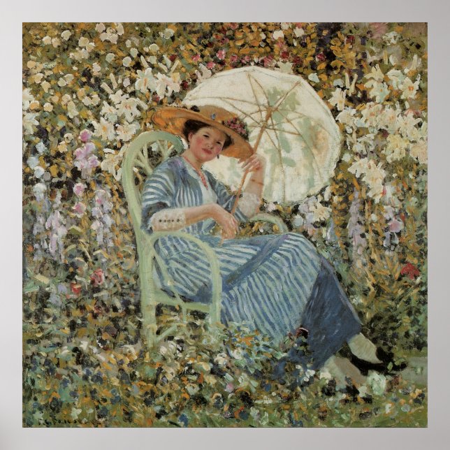 Póster No Jardim, Giverny de Frederick Frieseke (Frente)