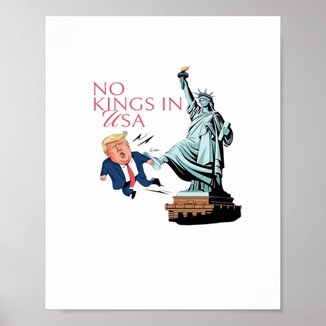 Poster No Kings In USA Statue Of Kicking Out Fump Classic (Frente)