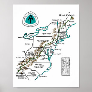 Poster No logotipo Mapa de Hiking Trilha Appalachian 