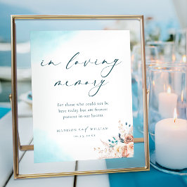 Poster No Loving Memory Boho Turquoise e Peach Floral