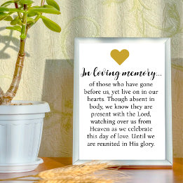 Poster No Loving Memory Christian Quote Tabletop Wedding
