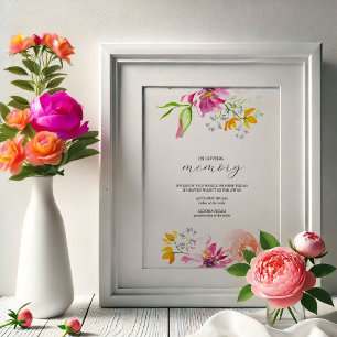Poster No Loving Memory Wedding Sign Floral