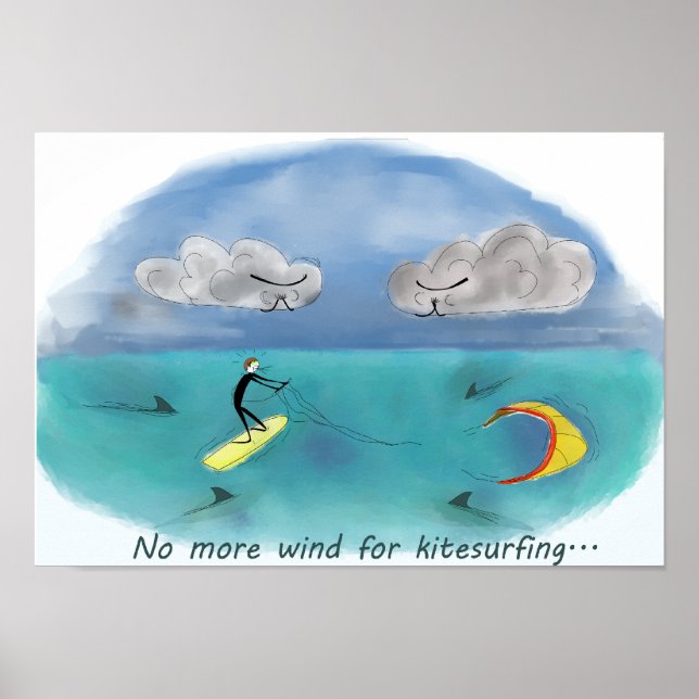 Póster No more wind for kitesurfing (Frente)