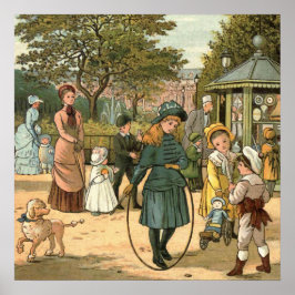 Póster No Parque Vintage Illustration