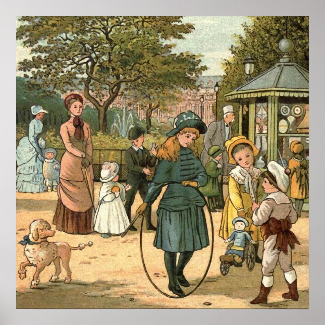 Póster No Parque Vintage Illustration (Frente)