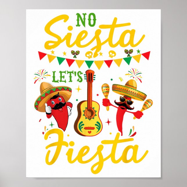 Poster No Siesta Lets Fiesta Sombrero Cinco de Mayo Party (Frente)