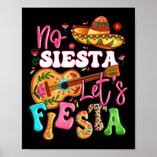 Poster No Siesta Vamos Fiesta Guitar Cinco De Mayo Mexica