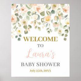 Poster No Sinal de boas-vindas do Bloush Blush Chá de fra