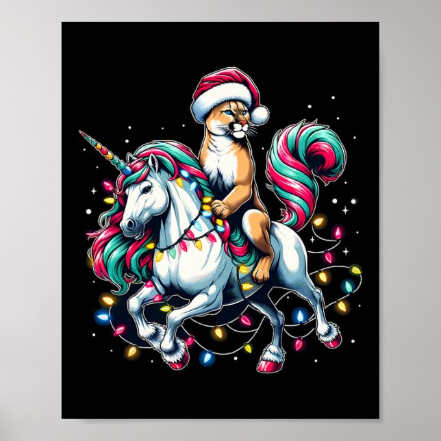 Poster No Unicórnio das Luzes de Natal Cougar (Frente)