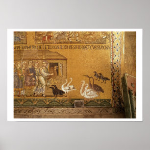 Poster Noah que toma os animais na arca, mosaico no th