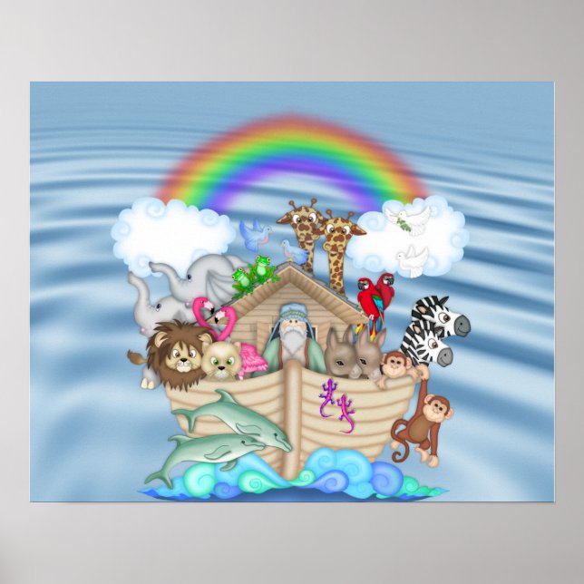 Póster NOAHS ARK Rainbow NURSERY DECORATION MURAL (Frente)