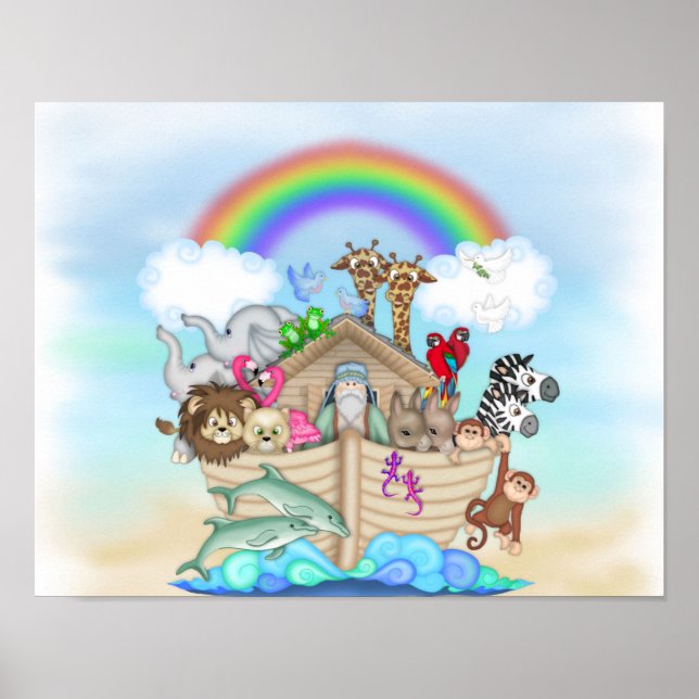 Poster NOAHS ARK Rainbow NURSERY DECORATION MURAL (Frente)