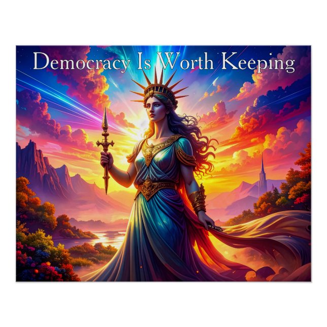 Póster Nobre Senhora Liberdade A Democracia Vale a Pena (Frente)