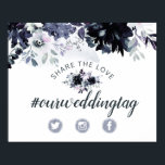 Poster Nocturnal Compartilha o Sinal de Casamento do Amor<br><div class="desc">Nocturna Flor De Aquarelas Flores Design com caules Pintados À Mão, Vinhas, Folhas, Folhagem. Azul Marinho colorido, azul empoeirado, Cinza quase negra escura e pistas de rosa-mave. Com elementos de Linha Desenhada à Mão, Fontes de Script de Pincel Estimuladas à Mão Estimulada, Traços de Pincel de Pintor de Água e...</div>