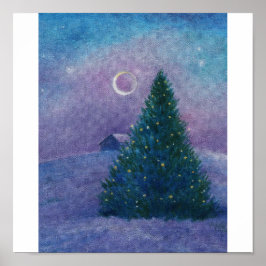Póster Nocturne Winter Wonderland Christmas Pine