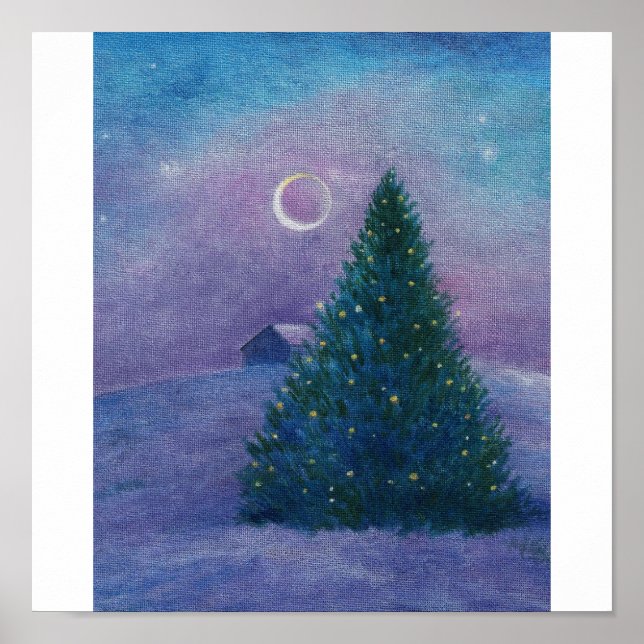 Póster Nocturne Winter Wonderland Christmas Pine (Frente)